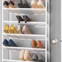 Whitmor 36 Pair Over The Door Shoe Organizer, 12 Tier Hanging Shoe Organizer, Heavy Duty Metal & Mesh Shoe Holder, Hanging Shoe Rack for Closet Organizer & Storage, 69"L x 21.7"W x 7.5"H, White