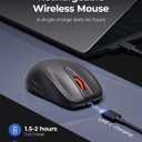 wegear WL500 Rechargeable Silent Wireless Mouse, Quiet Click, 2.4G USB Cordless Computer Mouse with 6 Buttons, Ambidextrous Grip, Adjustable DPI for Laptop, PC, Mac (Black)