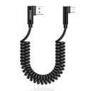 aceyoon USB to USB C Cable, 90 Degree Right Angled Coiled Fast Charging Cable QC 3.0 (1-2.5ft) 60W Short Android Auto USB C Charging Cable