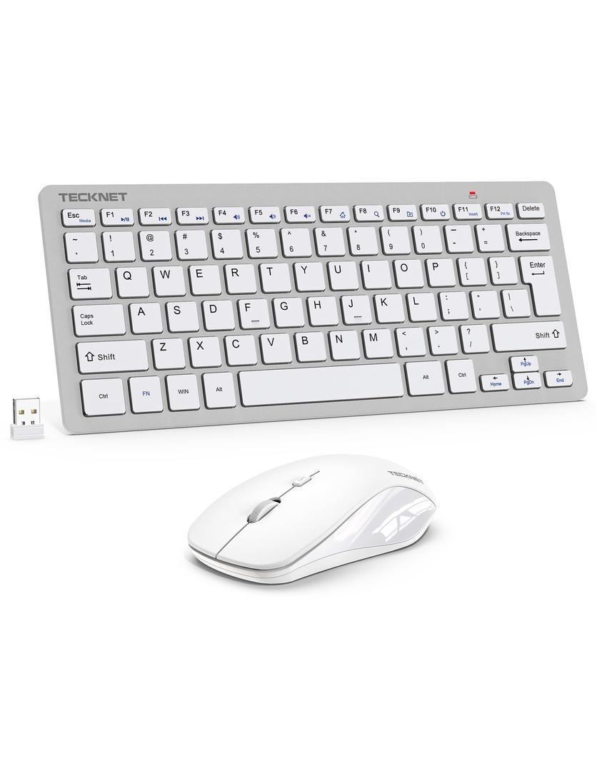 TECKNET Wireless Keyboard and Mouse Combo, Mini Cordless Computer Keyboard and Mouse Set 2.4GHz, Silent Adjustable 1600 DPI, Quiet Click, Lag-Free for Computer, Laptop, PC, Windows, Mac, Chrome OS(SS)
