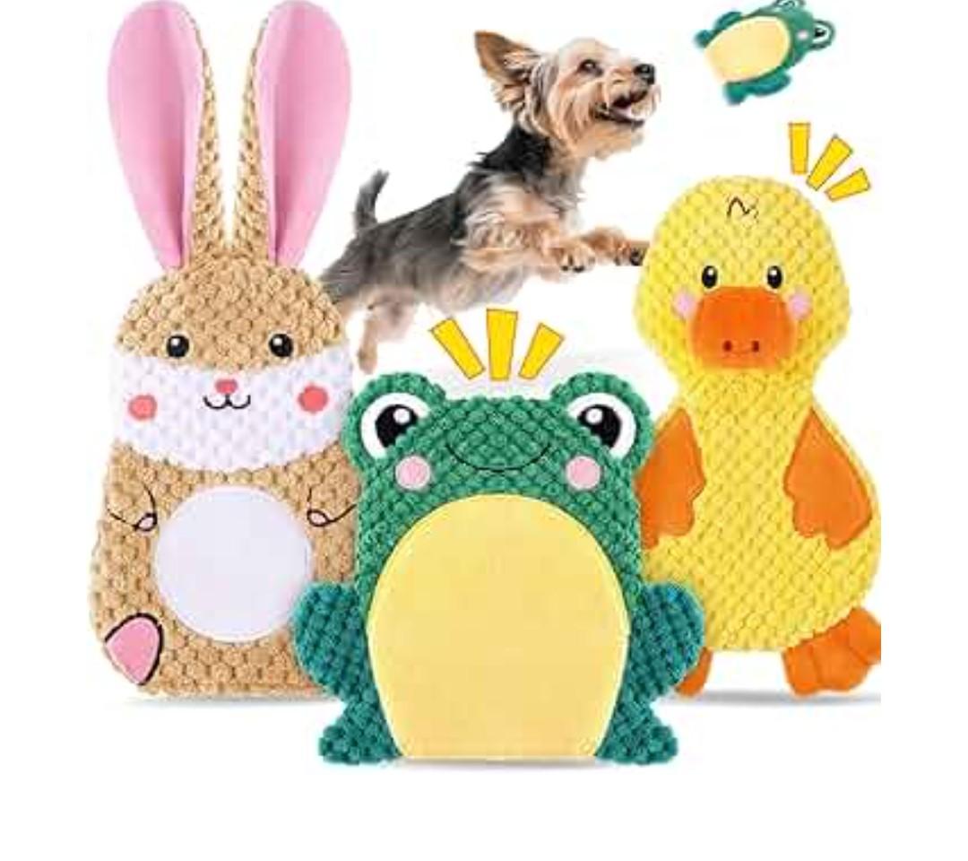 XIUGOAL Dog Toys to Keep Them Busy, 3 Pack No Stuffing Interactive Dog Toys with Crinkle, Squeaky Puppy Chew Toys for Small, Medium Breeds