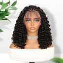 Braided Wig for Black Women Cornrow with Curly Hair Wig HD Lace Front Wig with Baby Hair Pre Plucked Glueless Transparent 13x4 Inch Lace Frontal Wig (2#)