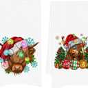 Christmas Highland Western Cow Gifts Kitchen Towels 2 Pack, Farmhouse Cows Hand Towels for Bathroom Decor, Highland Cow Dish Tea Towels for Kitchen Gifts for Cows Lovers 16 x 24 in