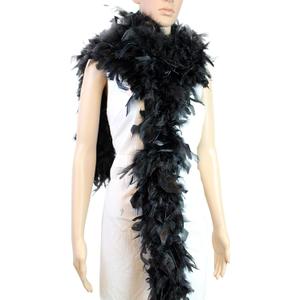 80 Gram 2 Yard Chandelle Feather Boa, Great for Party, Wedding, Halloween Costume, Christmas Tree Decoration (Black)