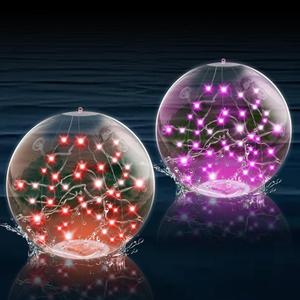 Solar Pool Lights That Float, 14 Inch 16 Colors Inflatable Glow Ball Lights for Pool Garden Yard Party, 2 Pack, Multicolor