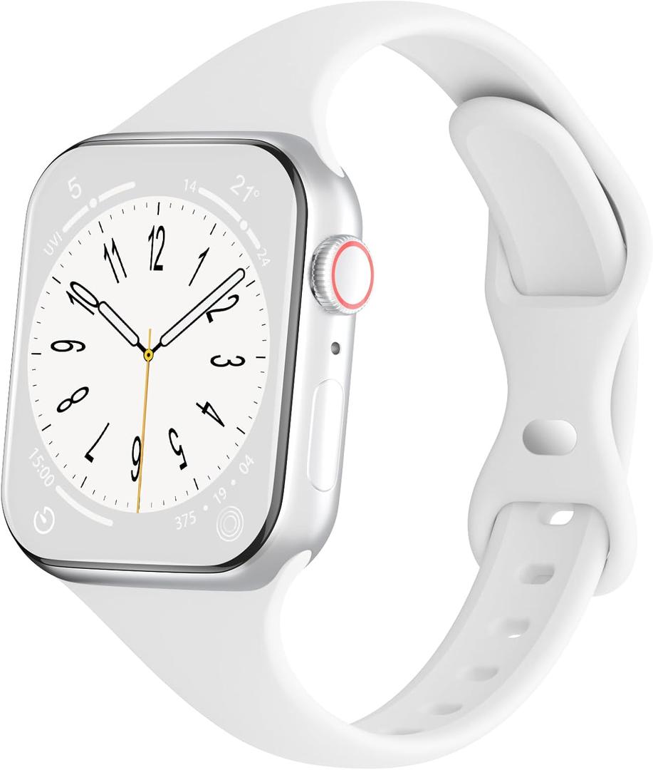 Sport Slim Silicone Bands Compatible for Apple Watch Band 38mm 42mm 40mm 44mm 41mm 45mm 46mm 49mm, Thin Narrow Replacement Strap Wristband for iWatch Series 11/10/9/8/7/SE/6/5/4/3/2/1/Ultra Women Men