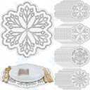 100 Pcs Snowflake Paper Placemats Disposable Winter Snowflake Place Mats Decorative Table Mats Bulk for Christmas Winter Party Supplies Table Setting(Elegant Style,Silver)