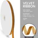 2 x 3/8" x 25 Yards Velvet Ribbon, Beige Single Face Velvet Ribbons Perfect for Gift Wrapping, Wedding Party, Christmas Wreath Decoration, Hair Bows Ribbon, Valentine's Day, Bouquet - 1 Roll
