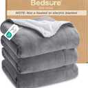 Bedsure GentleSoft Sherpa Fleece King Blankets for Bed, Non-Heated, Thick and Warm Throw for Women and Men, Soft Fuzzy Plush King Blanket for Winter, Grey, 108x90 Inches