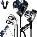 PGM 8 Piece Men’s Golf Club Set – Right Handed Complete Set with 460cc Driver, High Forgiveness Beginner Golf Set, Hybrid, Irons, Putter, Stand Bag & Headcovers - Graphite, Size: Length: Standard