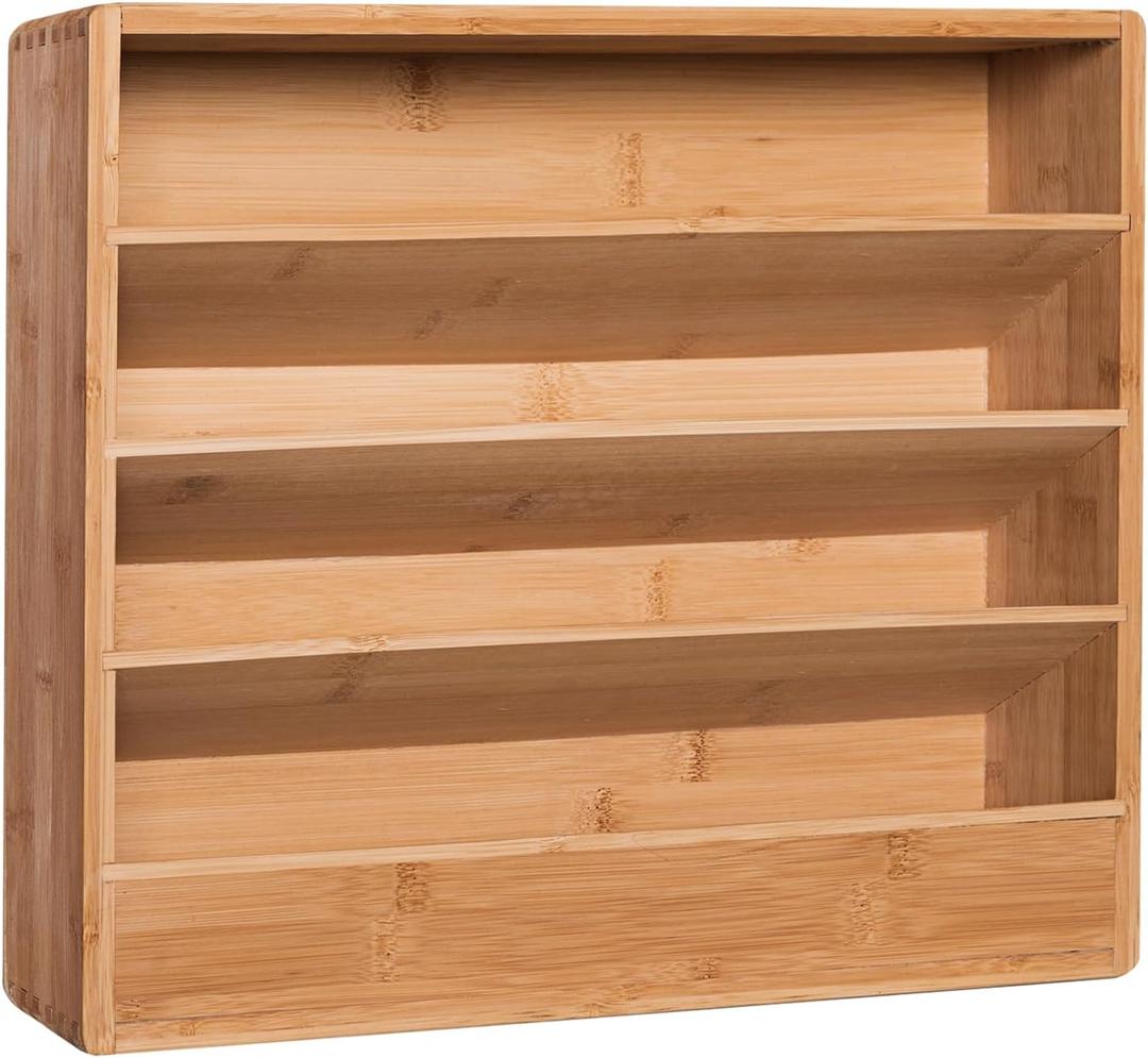 Bamboo Tiered Spice Rack Organizer for Cabinet,Wooden Seasoning Rack for Countertop, Cupboard, Pantry, Kitchen (Spice Jars Not Included)