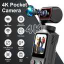 4K Handheld Vlogging Camera, WiFi Pocket Action Camera, Anti-Shake Body Cam for Traval, YouTube Camcorder Video Cam with 64GB SD Card, 180 Rotatable Lens