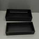 Bathroom Decor Box,Wooden Toilet Tank Topper Basket Tray,Back of Toilet Basket for Paper Storage Bathroom Counter Organizer (Black, Set of 2 Pieces)