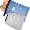 Bread Bags for Homemade, Beeswax Reusable Bread Bag for Sourdough 2-Pack, Large Reusable Waxed Food Storage Bag to Keep Sourdough Fresh, Freezer-Safe, Eco-Friendly (Blue&Grey)