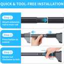 LP Tension Curtain Rod No Drilling, One-Click Shower Curtain Rod 40-166 inch, Adjustable Extra Long Tension Rod for Window, Bathroom, Patio, Closet Room, Easy to Install, Anti-Slip, No Rust