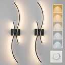 CANEOE Modern Wall Sconce Set of Two, 5CCT Dimmable Indoor Led Wall Sconce Lighting Set of 2, Hardwire Black Led Wall Lamps for Living Room Bedroom Bathroom Hallway, 31.5Inch (2 Packs), Hard-wired