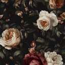 Dark Vintage Floral Wallpaper Peel and Stick, Black/White/Red Retro Rose Flowers Contact Paper, 17.5" x 118" Wall Paper Self Adhesive Waterproof Removable for Room Shelves Cabinet Drawer Table Decor