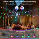 Smart Outdoor String Lights 65.6Ft, RGB IC Color Changing LED Patio Light IP67 Waterproof with 26 G40 Bulbs, Remote, App Control, Timer, Music Sync 5V Outdoor Hanging Lights for Garden Party Christmas