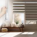 FOIRESOFT Standard Custom Blackout Zebra Roller Blinds [Bonita, Brown, W 10-109 x H 10-105 inch] Dual Layer Privacy Shade, Room Darkening, Select 1x1 for Custom