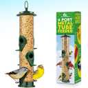 Bird Feeders for Outdoors (Green) Squirrel Proof Hanging Bird Feeder with Locking Lid & Adjustable Hanger, Chew-Proof, Weather Resistant 15 Inches 6 Port
