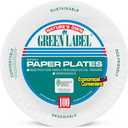 GREEN LABEL 9" WHITE PAPER PLATES 10/100CT