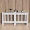 High Radiator Cover Wood Cabinet: 36 Inch Height White Large Heater Covers Vertical Slats Modern Tall Radiators Shelf Thicken MDF Wooden Bedroom Hallway Home Furniture Wall Cabinets for Living Room, L59.84 x W7.48 x H36.3 Inch