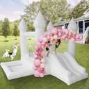 AKSPORT White Bounce House Castle Inflatable Jumping Castle with Slide & Air Blower for Kid, Wedding, Birthday Party Castle, 9 * 9 * 7FT