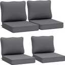 AAAAAcessories Outdoor Deep Seat Cushions, Waterproof, Fade-Resistant Patio Furniture Replacement Cushions, 24" x 24" x 5", Set of 4, Dark Gray