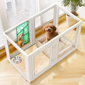 FXW AuraSpace Acrylic Indoor Dog Playpen for Puppies and Small Dogs, 24 Inch, 6 Panels, White