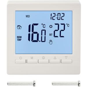 Flylin Week Programmable Thermostat, Digital LCD Display 0-95 , NTC Sensor, Gas Fireplace Thermostat, Low Voltage Smart Temperature Controller 5A with Child Lock