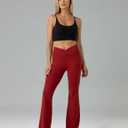 Colorfulkoala Women's Dreamlux Crossover Flare Leggings High Waisted Tummy Control Wide Leg Yoga Pants 29.5" / 31.5" Inseam (Red, S)