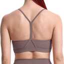 Aoxjox Women's Workout Y Sports Bras Fitness Trainning Active Gym Bra Yoga Crop Tank (Coffee)