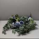 MISSPIN 9FT Eucalyptus and Willow Leaf Garland,Artificial Flowers Fake Flower Peony Rose Vine Greenery Decorative Wall Hanging Plant for Wedding Arch Door Arrangement Party Decor (Dusty Blue & Navy)