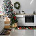 Black Merry Christmas Tree Kitchen Mats Set of 2,Xmas Star Winter Seasonal Farmhouse Home Decor Low-Profile Kitchen Rugs for Floor 17x30+17x47 Inch