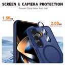 QSEVNSQ Strong Magnetic for Samsung Galaxy S25 Case with Screen Protector + Lens Protector, Fit for MagSafe,Mil-Grade Drop Protection, Seamless Stand, Translucent Blue