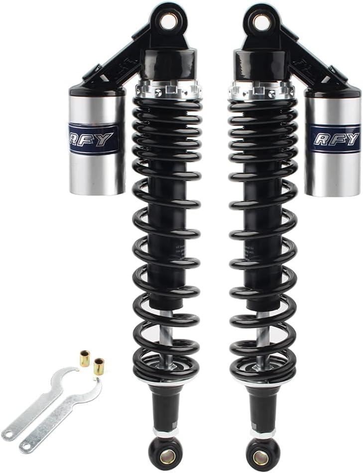 Newsmarts Pair 400mm 15.75" Motorcycle ATV Shock Absorbers Suspension for HONDA for Suzuki for Yamaha for Kawasaki ATV UTV Go Kart Quad Dirt Sport Bikes,Black and Silver