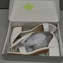 PARTY Women's Open Toe Ankle Strap Low Block Chunky Heels Sandals, White Pu B, 7.5