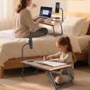 wishacc Lap Desk for Bed, Laptop Desk with Adjustable Tablet Stand, Sturdy Metal Frame Bed Desk, Foldable Laptop Bed Tray Table for Adults Couch Sofa, Portable Lap Desk for Laptop & Phone Slot