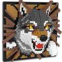BseSparklion Wolf Animal 3D Wall Art Micro Mini Building Blocks Set, Unique Home Wall Decor or Table Display, No Compatible with Lego, Ideal Gift Toy for Adults & Boys Girls 14+ (1512 PCS)