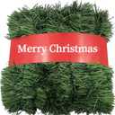 50FT Green Artificial Christmas Garland with Bendable Metal Wire, 2 Pack Non-Lit Soft Pine Greenery Garland for Indoor or Outdoor Decor, Holiday Wedding Party Decoration for Stairs Mantle Door