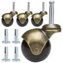 JGJC 2" Antique Brass Casters Wheels 4-Pack | 5/16" × 1-1/2" (8×38mm) M8 Grip Neck Stem Casters for Furniture Legs, Wood Chairs, Cabinets & Carpet | Vintage Ball Caster Set of 4 with Sleeve Plugs