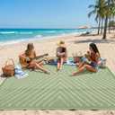 Garvee 8x10 Modern Striped Waterproof Outdoor Rug Reversible, Large Patio Camping Mat for RV, Backyard, Balcony, UV Protected Plastic Straw Outdoor Carpet, GreenWhite