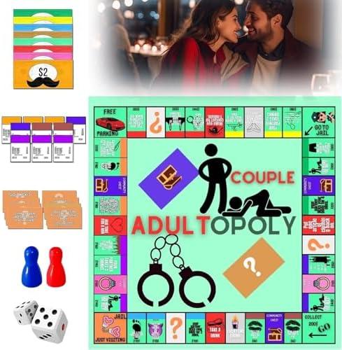 Adult Board Game,Couple Adult Opoly Board Game,Adult Couples Board Games,Couples Adults Board Games,Couples Game Cards Board Game Props,Date Night Ideas,Couples Date Night Games