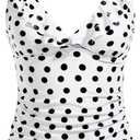 Yonique Women's Tankini Top Only Tummy Control Bathing Suit Top Ruffle Swimsuit Top V Neck Swim Tank Top No Bottom (Black, M)
