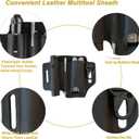 Leather EDC Belt Organizer for Men, Multitool Sheath for Belt, Tactical Pen Holster, Flashlight Holster, Everyday Carry Multi Tool Holster, EDC Belt Pouch (Large)