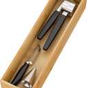 Bamboo Kitchen Drawer Organizer, Wooden Storage Box for Utensil Organizer Silverware Tray Cutlery Holder Flatware Containers - Multi-Use Deep Drawer Dividers Organizer for Bathroom, Jewelry, 12"3"2.5"