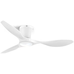 ocioc 42 inch Ceiling Fans with Lights and Remote, Dimmable Ceiling Fans with Reversible Quiet DC Motor, Flush Mount, 3CCT, White Ceiling Fan for Bedroom Living Room Indoor/ Outdoor