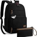 Mommore School Backpack for Boys Girls 6-8 Years Old Lightweight Kids Bookbags Casual Daypack with Luggage Strap, Black