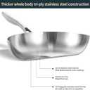 DELARLO Tri-ply Stainless Steel Frying Pan Set 8" 10" 12" With 3 Lid Induction large Skillets Chef's Pan,Pots and Pans Set Kitchen Cookware Set Suitable for All Stove