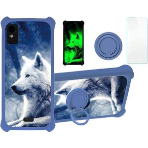 Blu Studio Mini 2023 Case Compatible with Blu Studio Mini 2023 Phone Case Cover [with Tempered Glass Screen Protector][Hard PC + Soft Silicone][Ring Support] [Luminous Effect] YGL-LAN